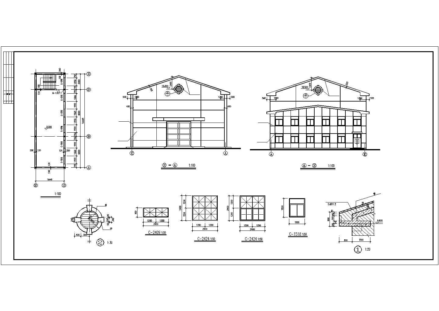 某经济区排架结构厂房建筑设计施工CAD图纸