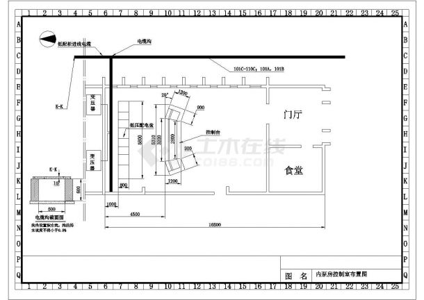 某内泵房控制室CAD节点构造施工布置图-图一