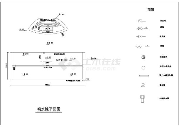 仙林某公园椭圆形喷泉设计图纸-图一