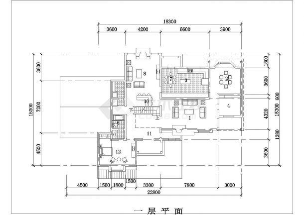 欧式风格豪华别墅建筑设计CAD图-图一