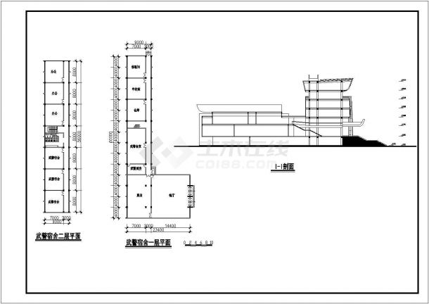 六层办公大楼建筑设计全套CAD图纸-图二