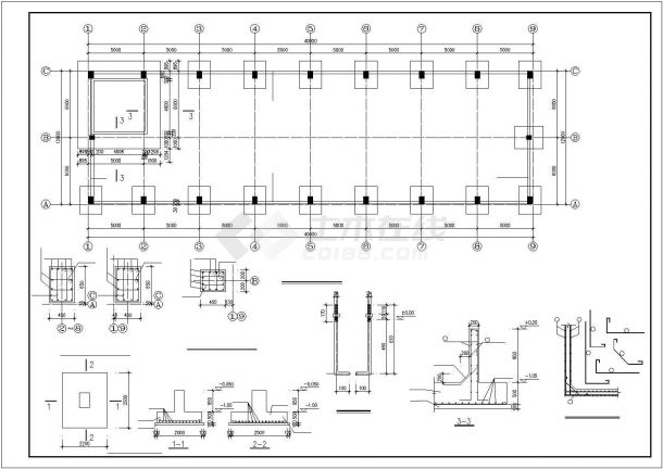 威海市某化工厂单层混框结构加工厂房全套结构设计CAD图纸-图一