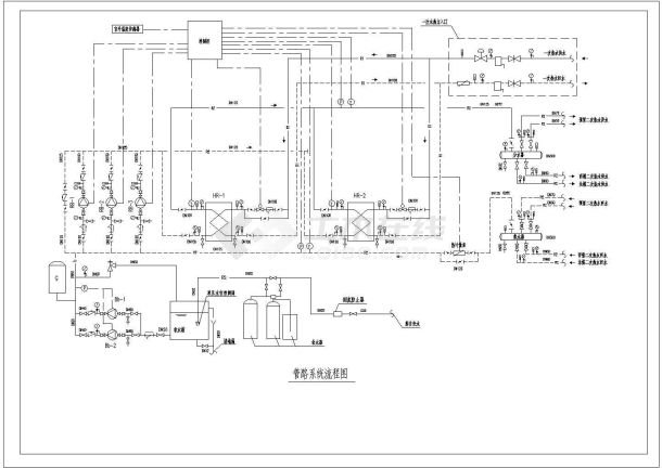 某水热交换站管路系统流程图CAD节点施工设计图-图一