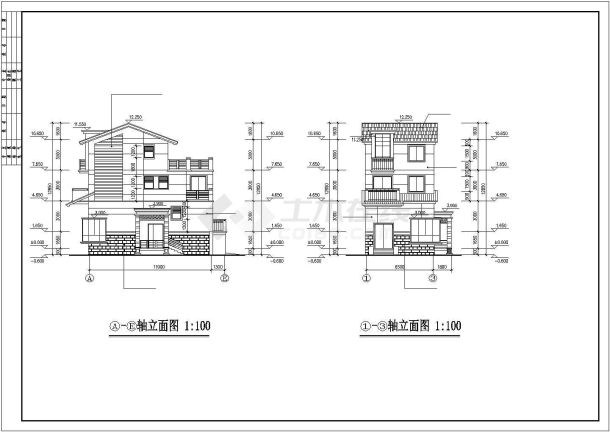 吉安某三层独栋别墅建筑施工图-图一