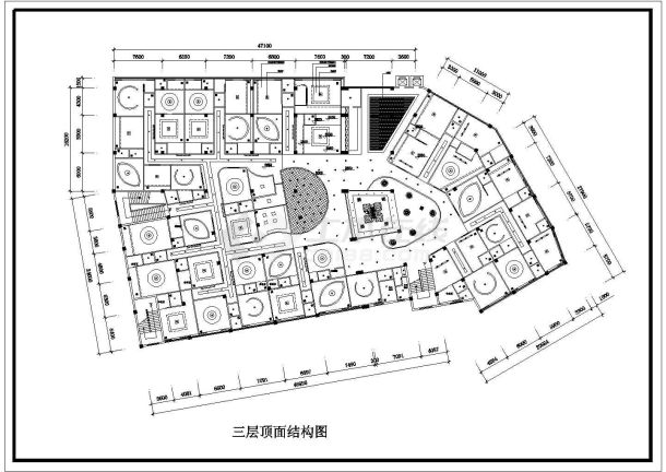 某地精品酒店顶面装修全套施工设计cad图-图二