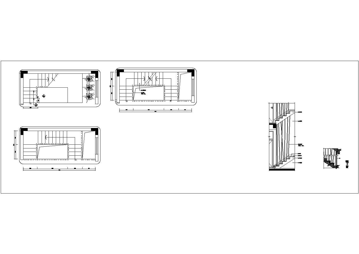 某禅味风格施工图楼梯CAD详细设计图