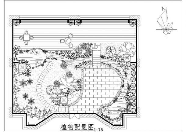 长春市某市政单位高层办公综合楼的屋顶景观花园平面设计CAD图纸-图二