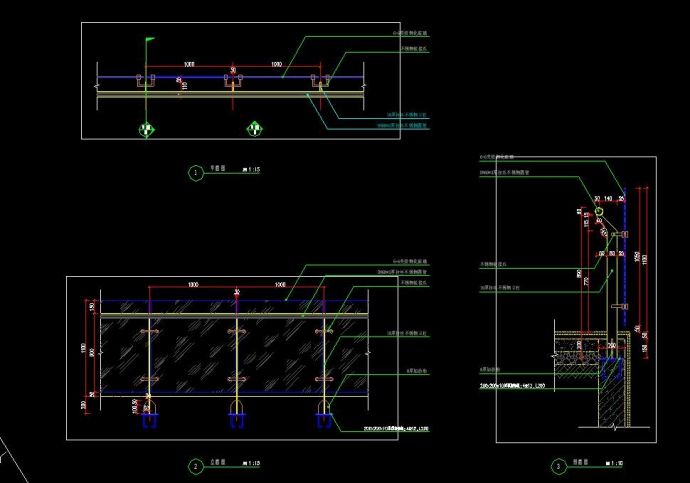 不锈钢玻璃栏杆护栏围栏CAD施工图详图   _图1