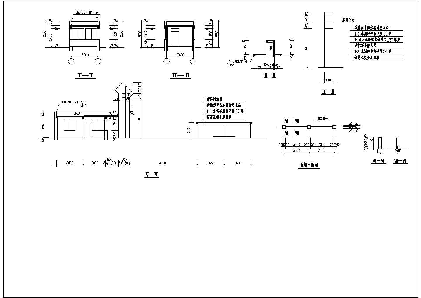 某中学大门CAD设计完整建筑图