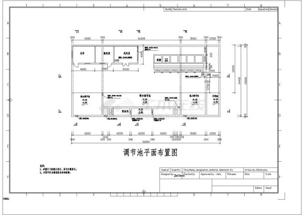 电镀厂废水处理设计平面图和流程图-图一