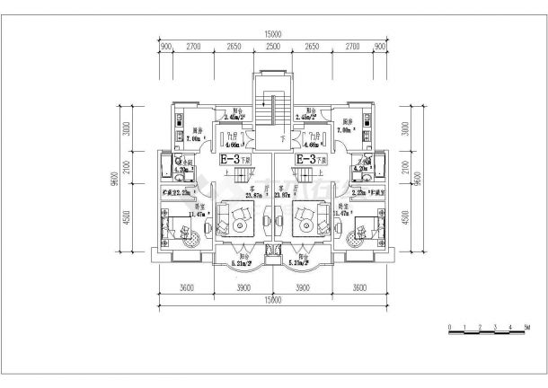 某小型三层复式房型建筑施工设计CAD详图-图一