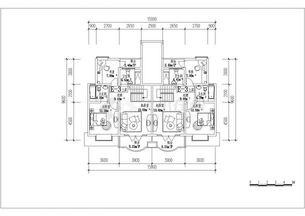某小型三层复式房型建筑施工设计CAD详图-图二