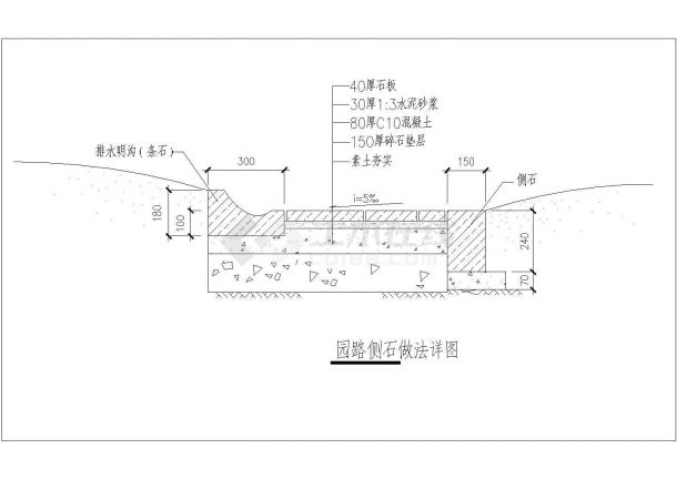 某园路侧石做法CAD详细设计平面图纸-图一