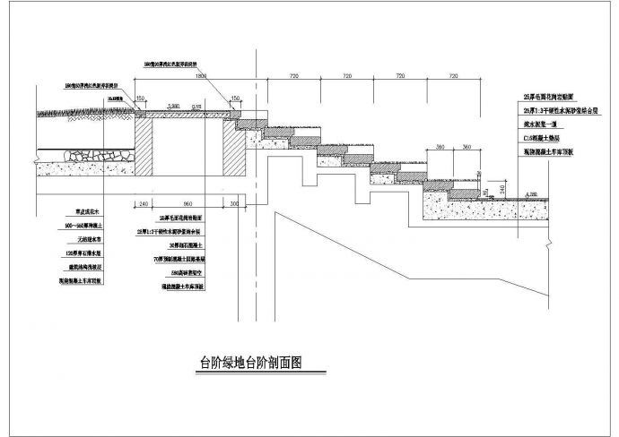 某台阶做法台阶绿地CAD设计节点图纸_图1