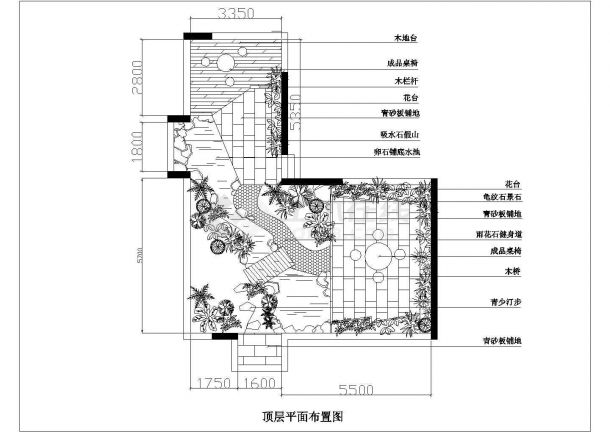 贵阳市第三中学初中部行政办公楼屋顶景观花园平面设计CAD图纸-图一