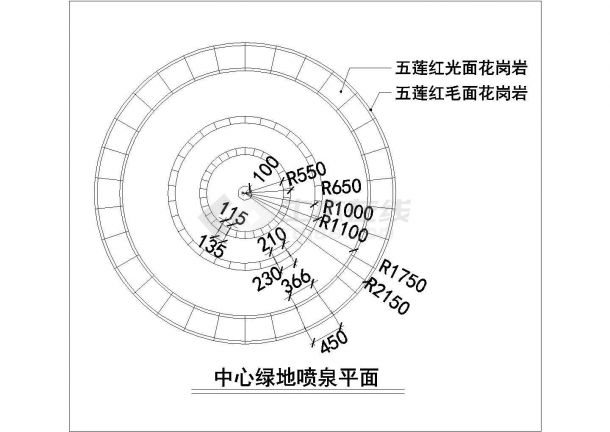湖北省宜昌市某中心绿地喷泉施工设计CAD图-图二