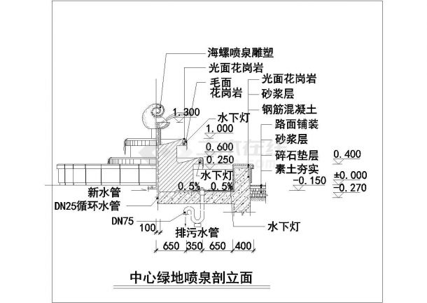 湖北省宜昌市某中心绿地喷泉施工设计cad图