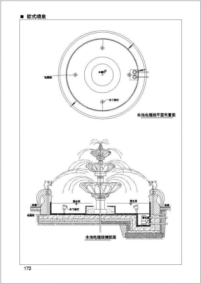 江苏省无锡市三阳广场旁喷泉CAD施工设计图_图1