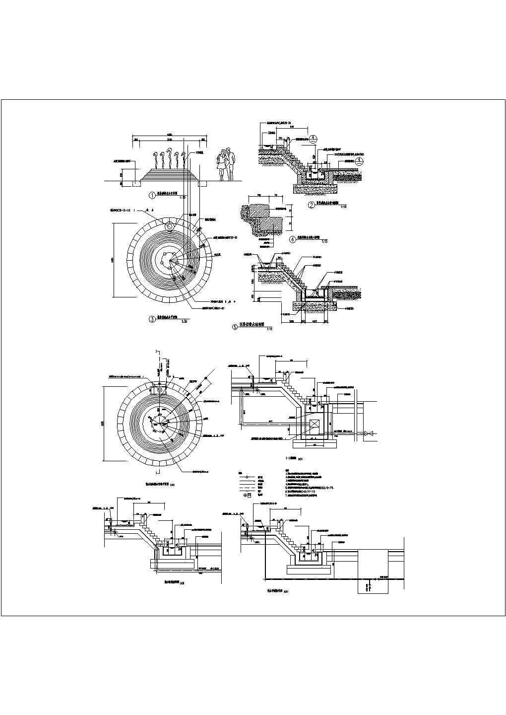 某叠水池详细CAD全套设计施工图