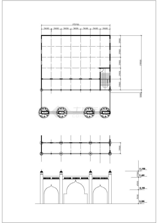 安徽省安庆市清真寺施工设计CAD方案图-图二