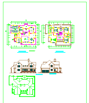 三套别墅方案cad设计图纸_图1