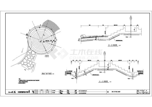 某晨练广场CAD详细施工大样图-图一