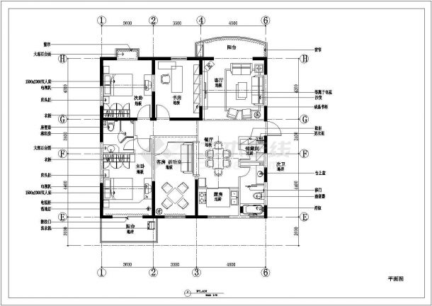河南省信阳市市区新建住宅室内家装设计cad施工图-图二