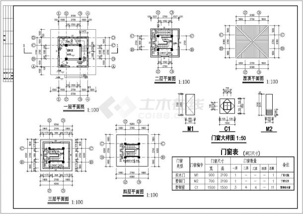 某岸边了望塔建筑规CAD图-图一