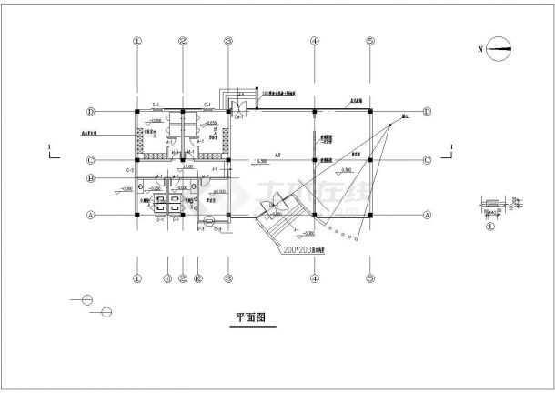 250平米单层框架结构私人会所建筑设计CAD施工图-图二