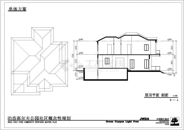 某地单体二层别墅建筑cad图纸-图一