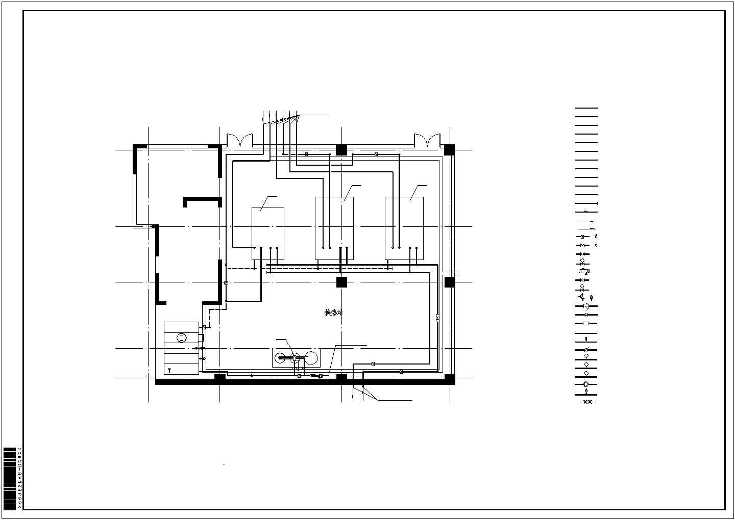 张家界地下一层换热站管道平面布置设计全套施工cad图