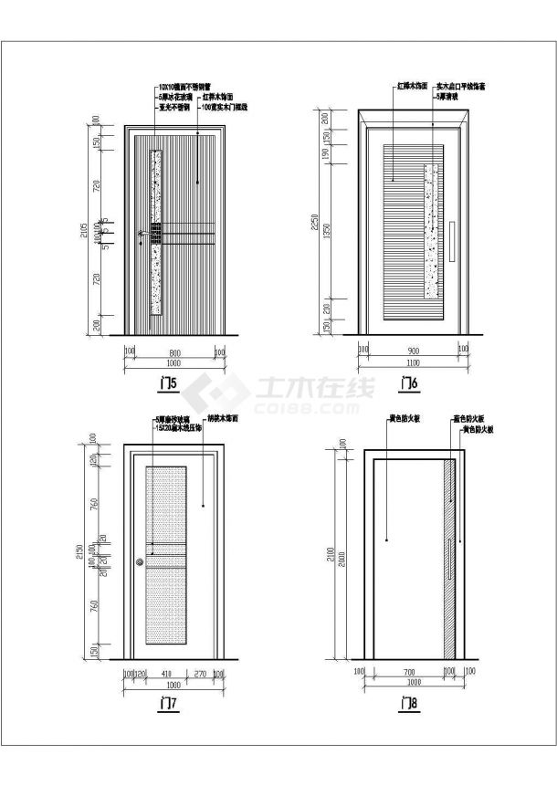 常德装饰门设计施工期临建办公用房设计CAD全套建筑施工图-图二