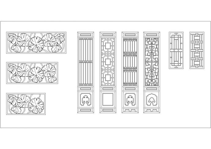 某古建筑门窗及花园围墙CAD平立剖面施工设计图_图1