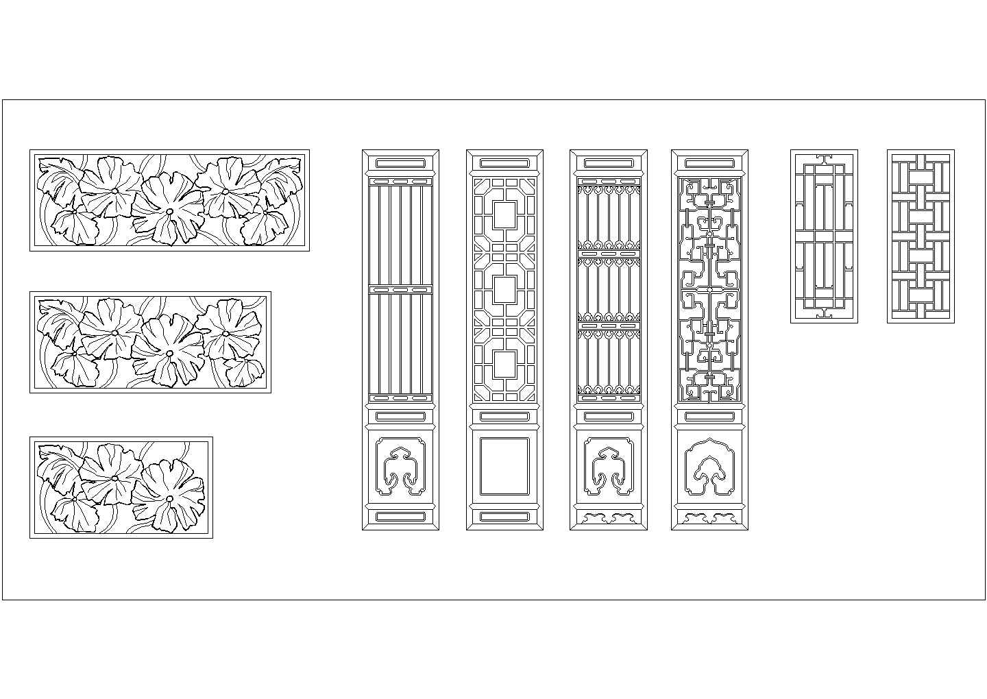 某古建筑门窗及花园围墙CAD平立剖面施工设计图
