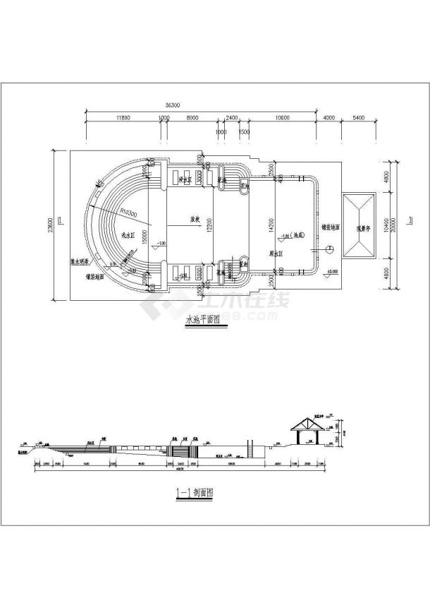 某水池方案CAD详细节点构造设计施工图-图二