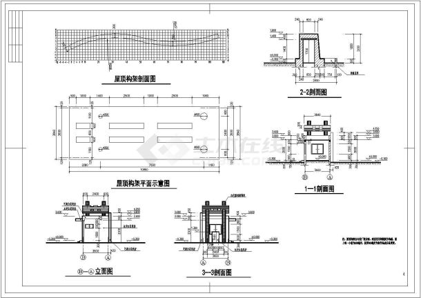 某中学大门建筑CAD设计完整详细施工图-图一