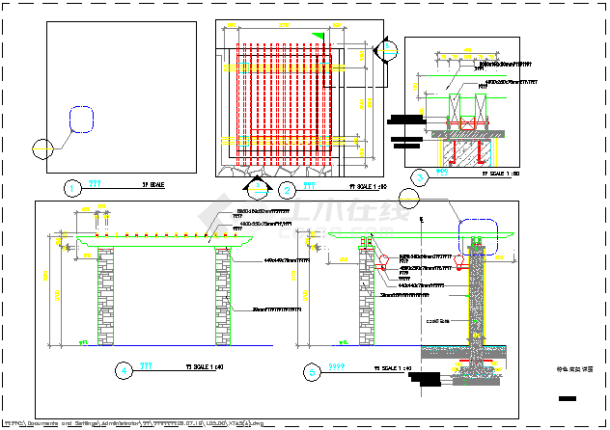 某特色廊架CAD结构施工设计详图-图一