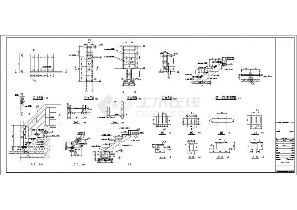 某十多种阁楼跃层钢结构楼梯CAD详细构造施工图纸-图一