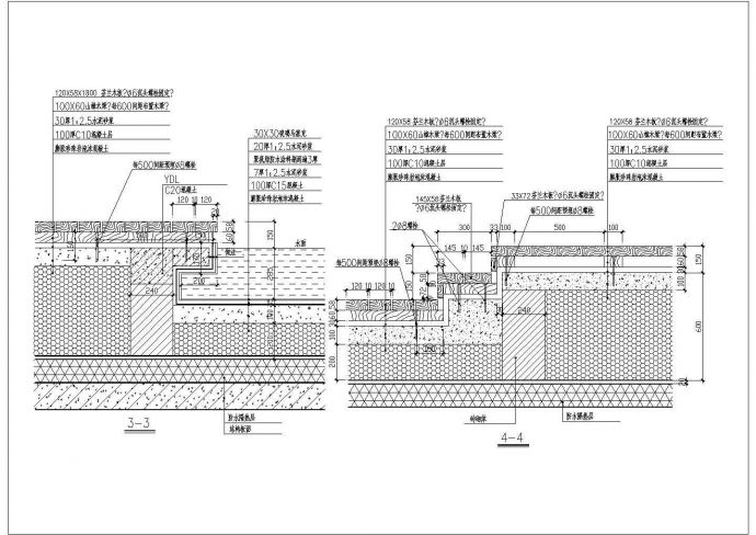 某亲水木平台CAD节点平面构造设计方案_图1