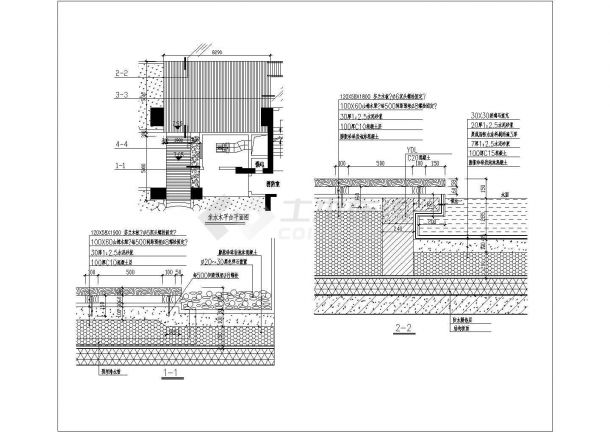 某亲水木平台CAD节点平面构造设计方案-图二
