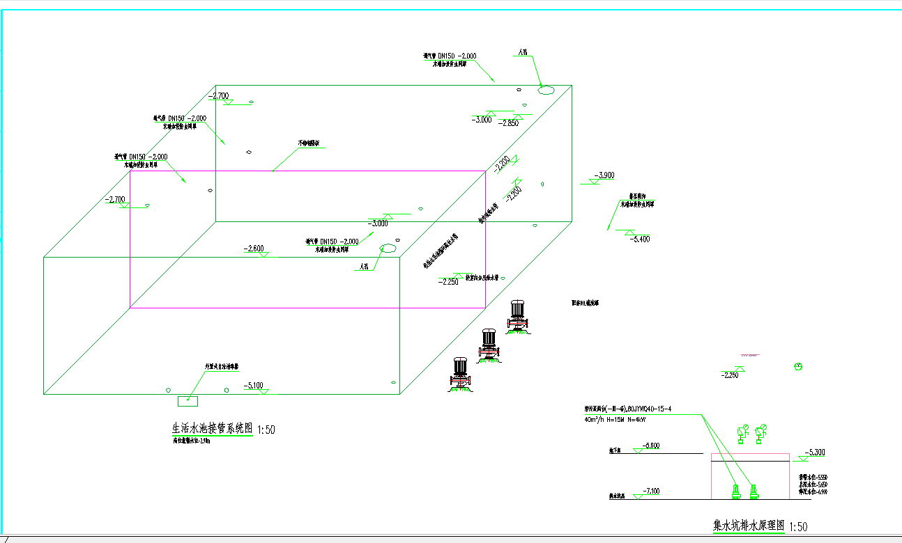 某地水泵房施工图CAD图纸