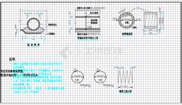 某地管道配筋及接口管座详图CAD图纸-图二