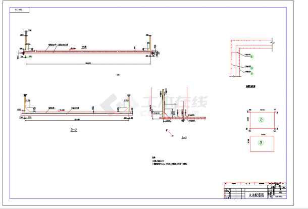 某地某厂水泵房结构设计图CAD图纸-图一