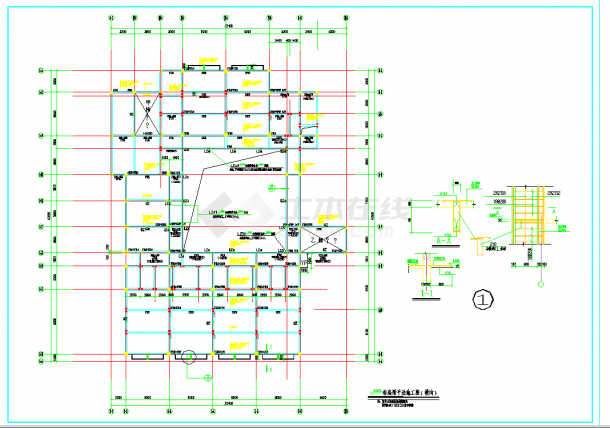 某地某三层幼儿园框架结构施工图含建筑图CAD图纸-图二