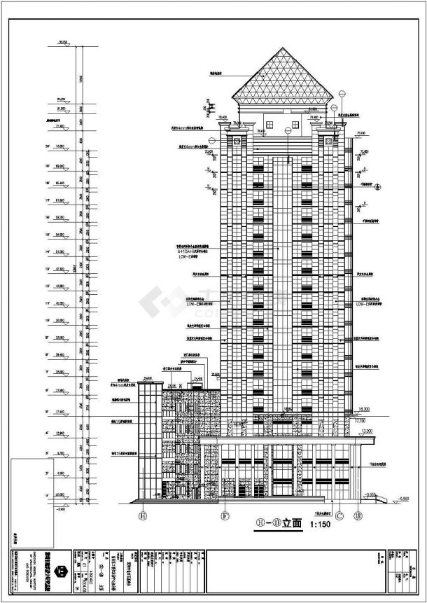 [深圳]-盐田区工青妇活动中心二十层办公楼建筑施工CAD图（77.4米）-图一