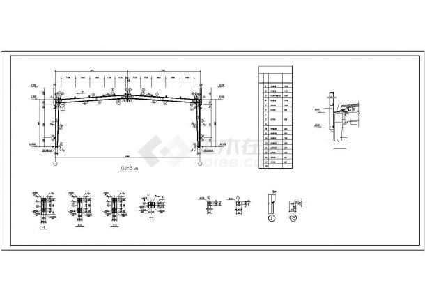 某经济区轻型钢结构厂房设计施工CAD图纸-图二