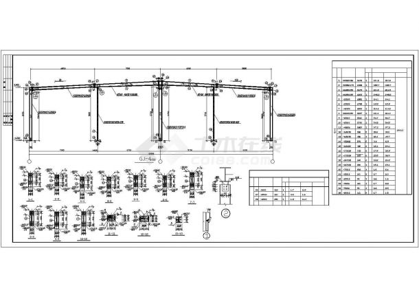 某经济区全钢结构单层厂房设计施工CAD图纸-图二