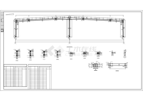 某经济区厂房单层门式钢架结构建筑设计施工CAD图纸-图二