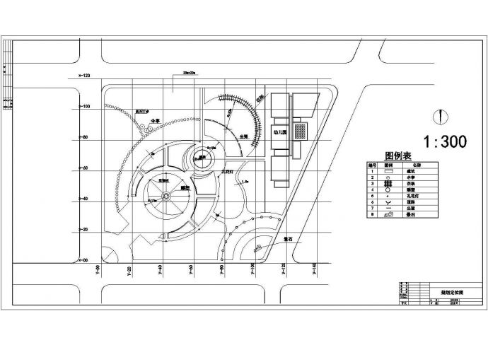 某县城西塔花园小区小游园CAD设计图_图1