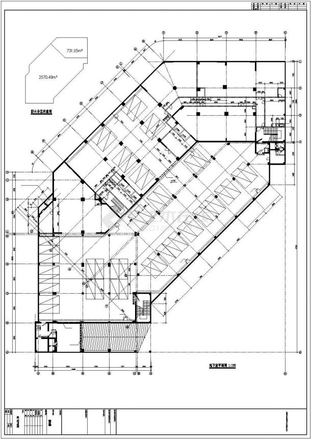 二十一层框剪结构酒店办公楼建筑施工cad图(带地下层设计)-图二